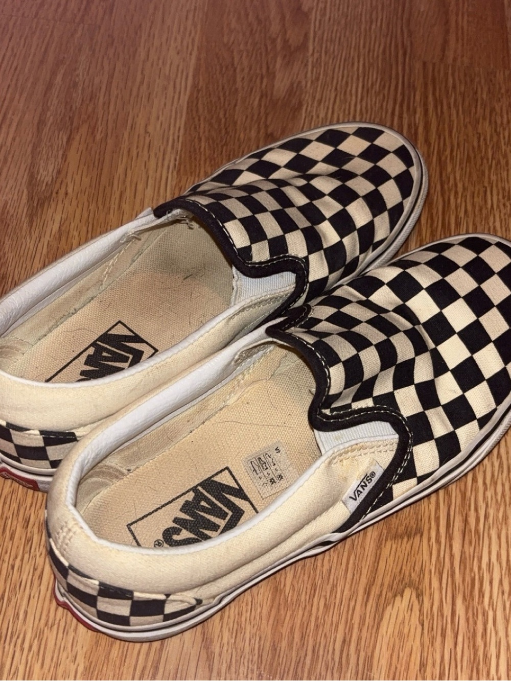 Vans Checkerboard Slip-On Sneakers - Black and White